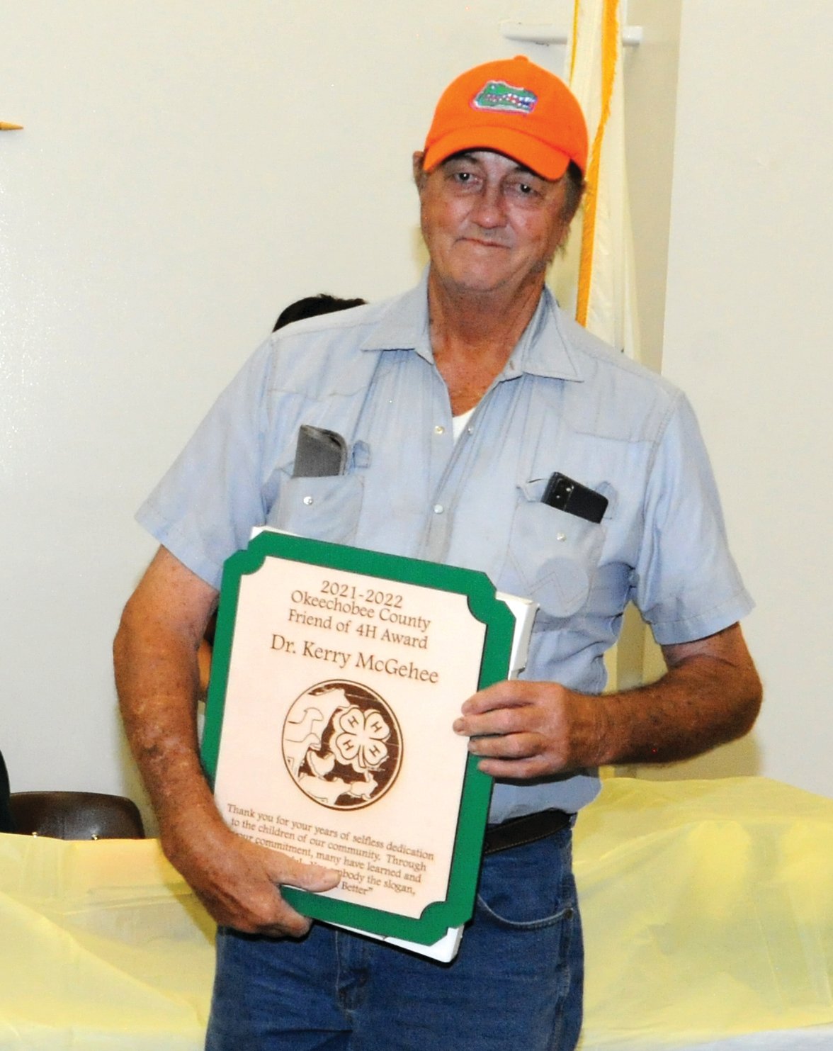 OKEECHOBEE -- Dr. Kerry McGehee was honored with the 2021-2022 Friend of 4-H Award during the annual banquet, held Oct. 9 at the Scott Driver Recreation Area. [Photo by Katrina Elsken/Lake Okeechobee News]